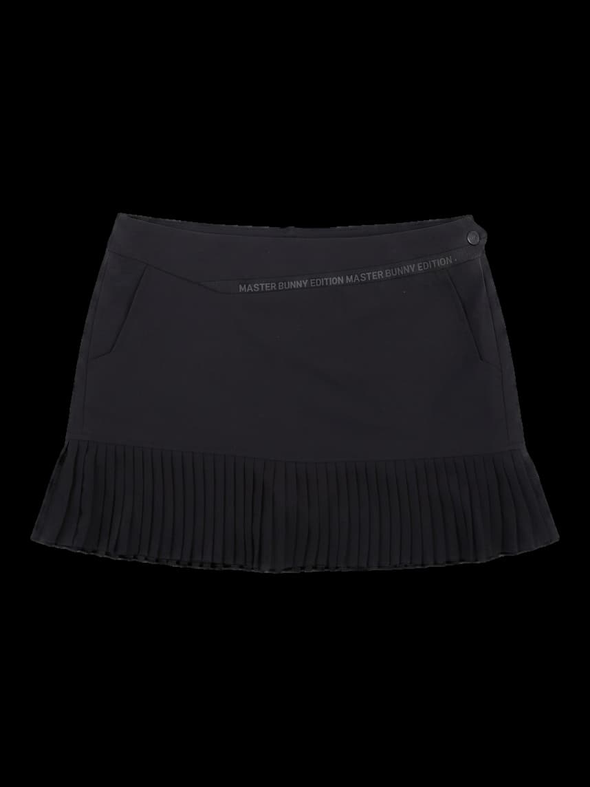 블랙 하단 플리츠 미니 스커트