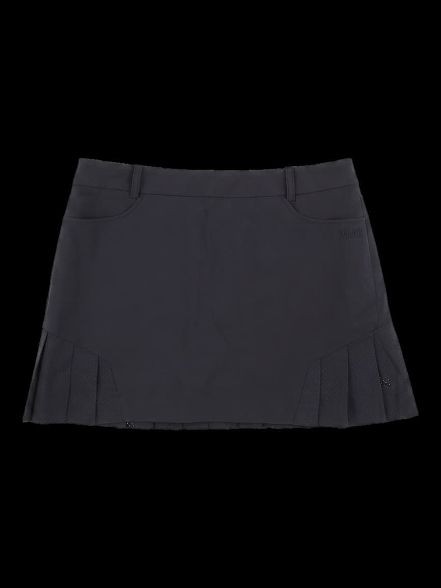 블랙 펀칭 플리츠 믹스 스커트