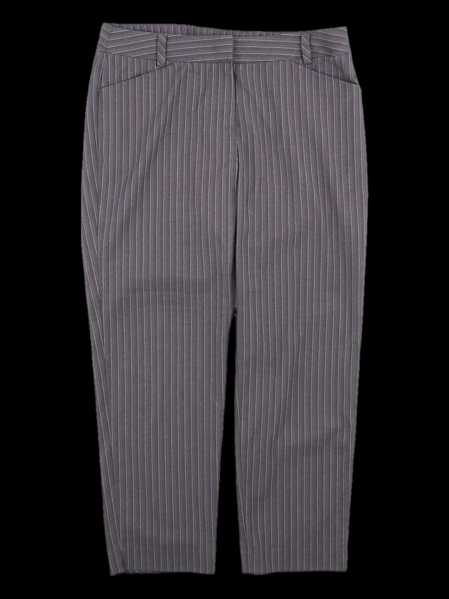 그레이 핀스트라이프 세미 와이드 팬츠
