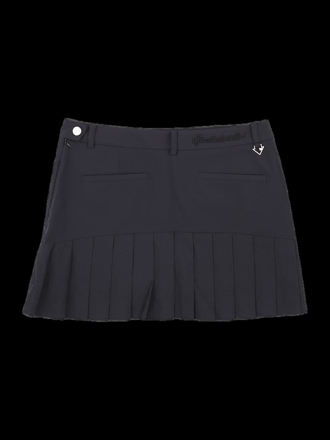 블랙 펀칭 플리츠 믹스 스커트