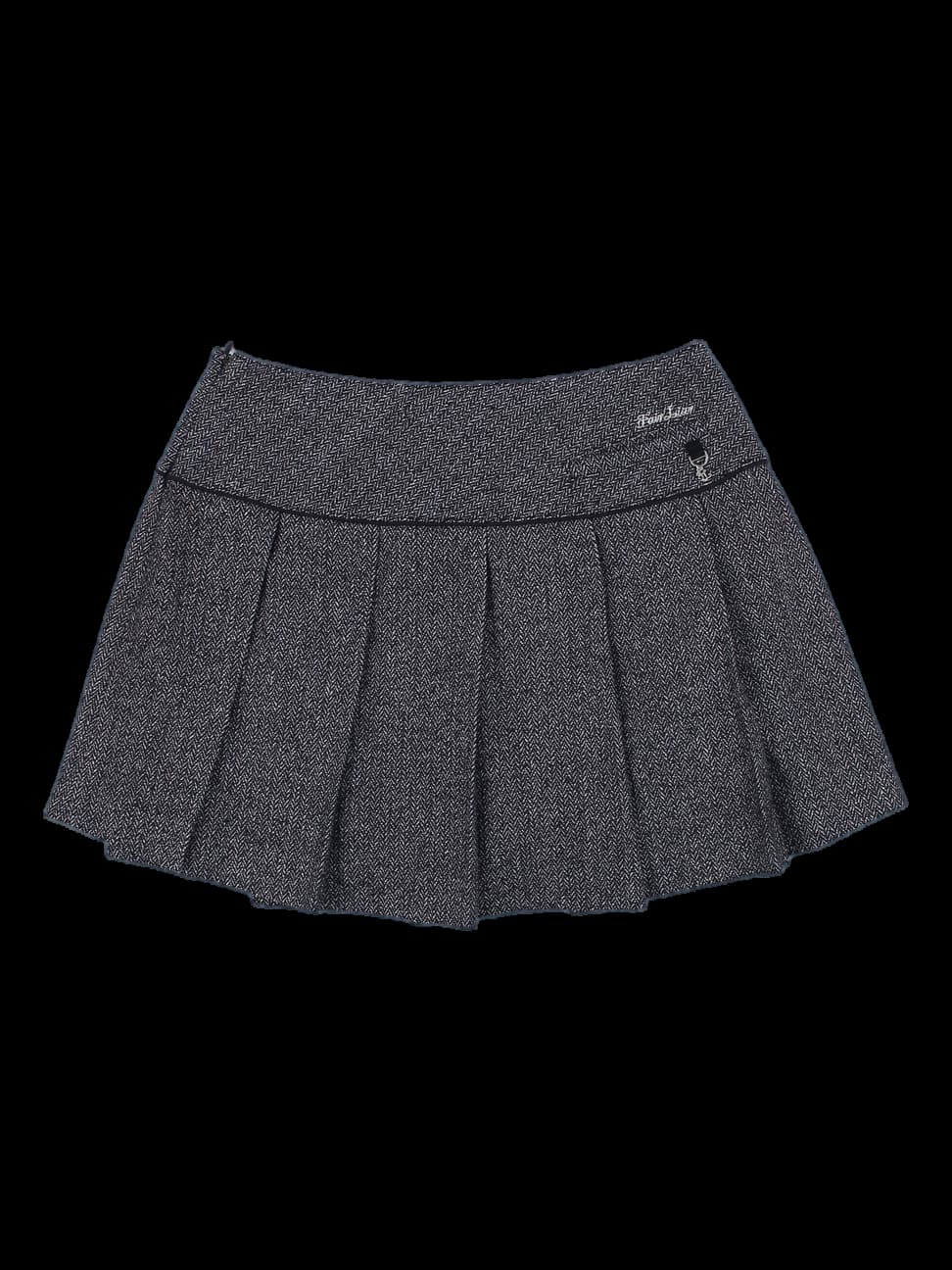 헤링본 플리츠 미니 스커트
