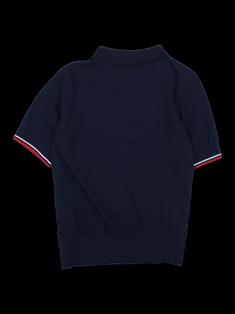 네이비 반팔 카라 니트