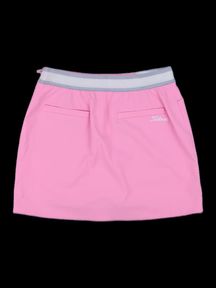 핑크 솔리드 배색 웨이스트 큐롯 스커트