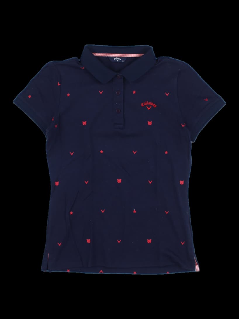 네이비 프린트 반팔 카라티