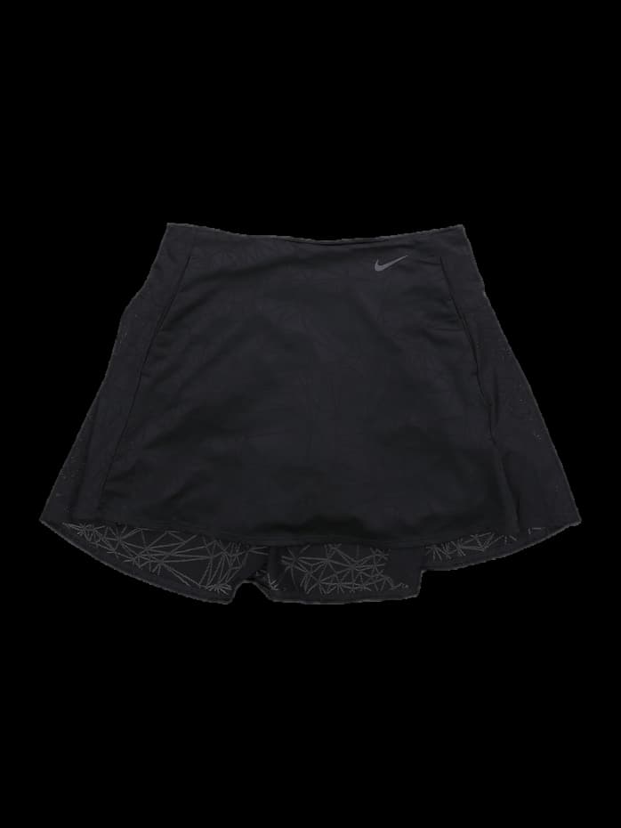 블랙 기하학 패턴 플리츠 스커트