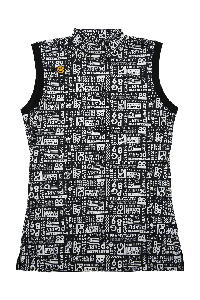 스마일 패턴 냉감 슬리브리스_블랙(S)