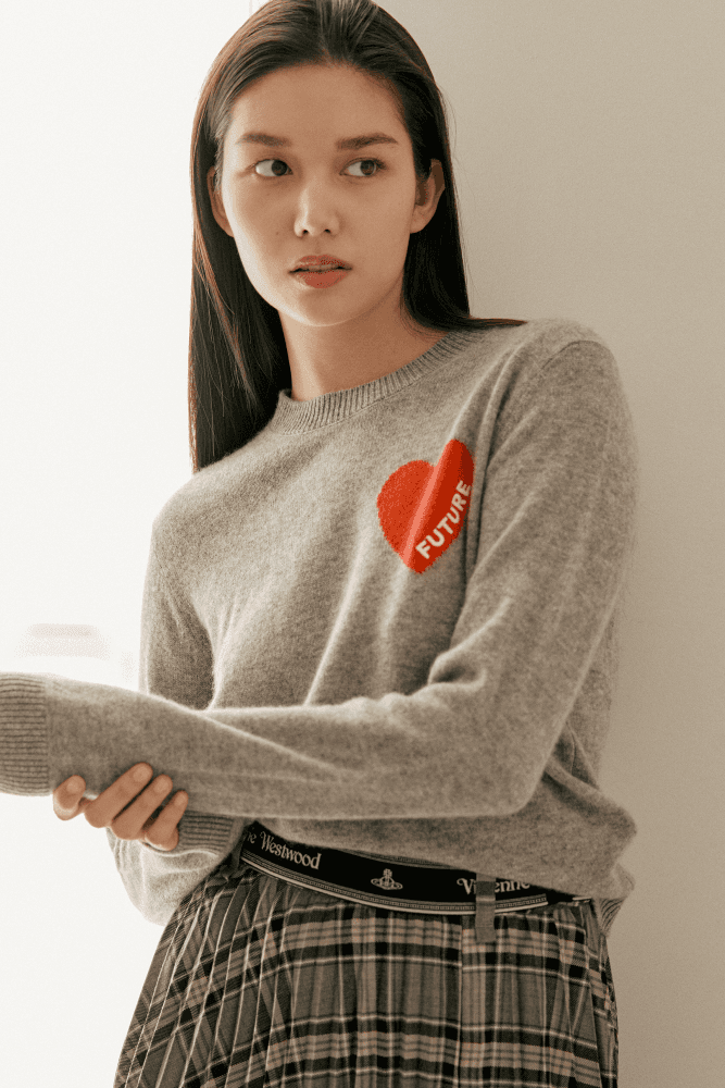 하트 퓨처 긴팔 니트 그레이