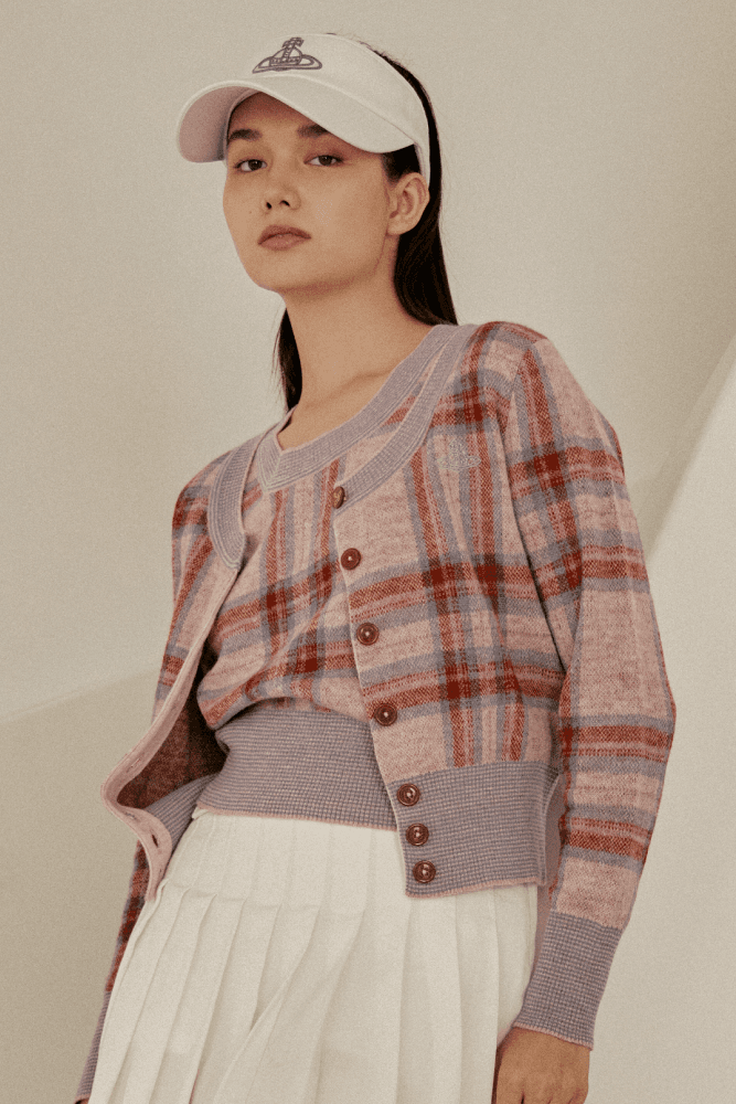 앵글로매니아 체크 배색 가디건