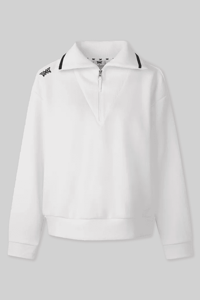 여성 하프 집업 LS 티셔츠 화이트