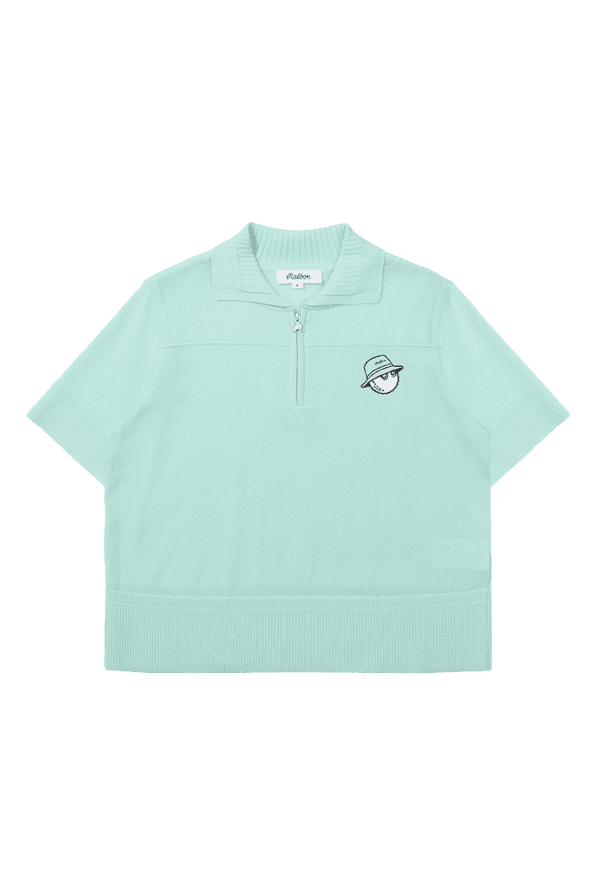 메쉬 조직 버킷 니트 탑