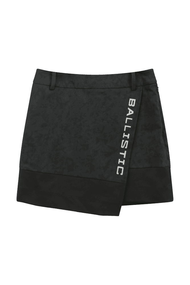 블랙 절개 로고 스커트 (XS)