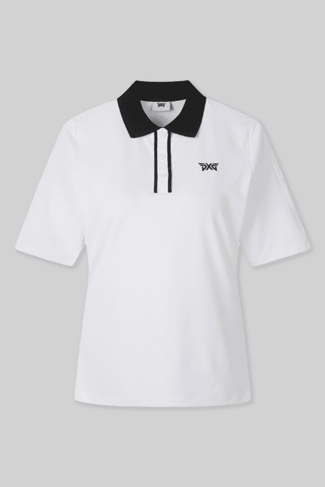 여성 하프 슬리브 카라 반팔 티셔츠