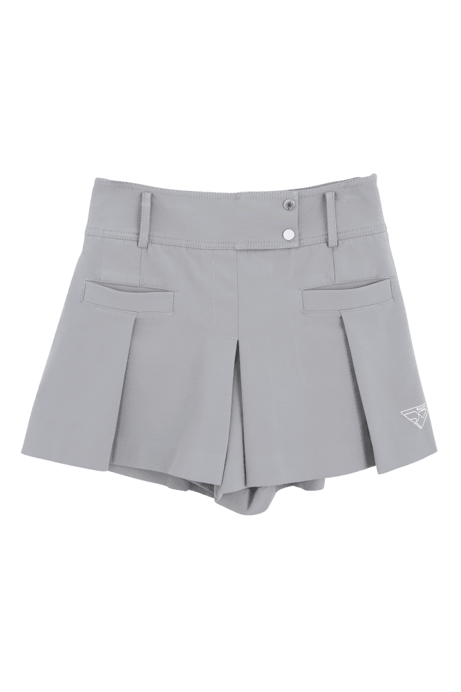 그레이 투버튼 절개 큐롯 쇼츠