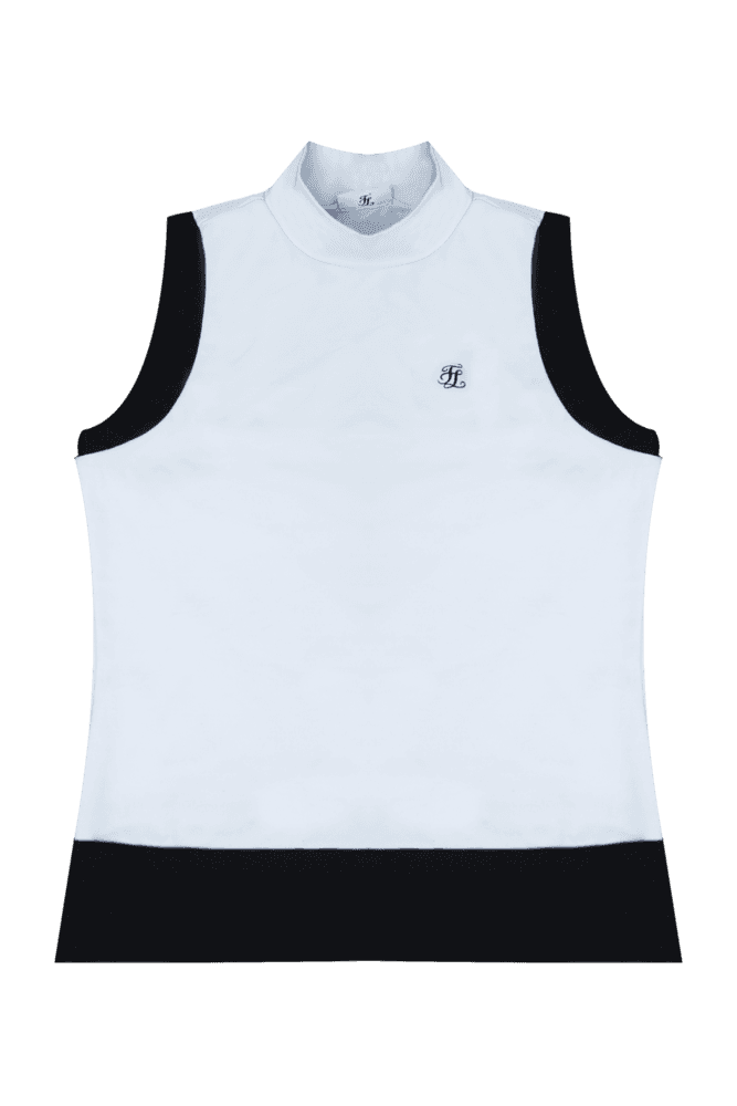 블랙 배색 슬리브리스_화이트(XS)