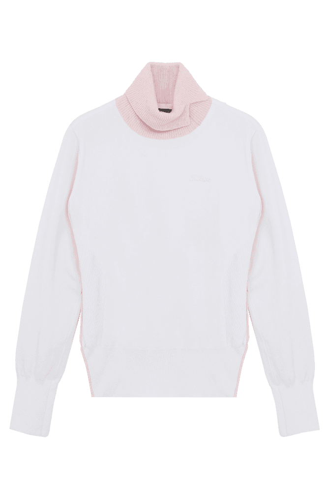 배색 하이넥 스웨터