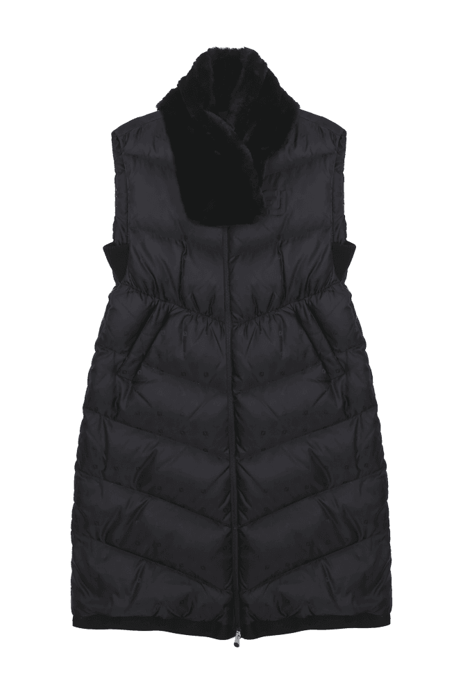 블랙 퍼스카프 롱 다운 베스트