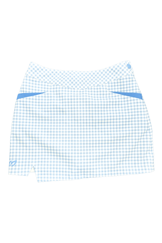 체크 배색 스커트_블루(S)