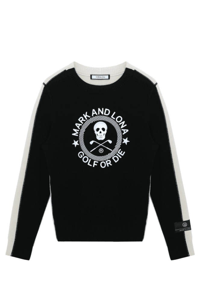 배색 마크 솔리드 니트