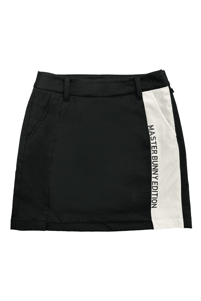 배색 레터링 큐롯 스커트_블랙(XS)