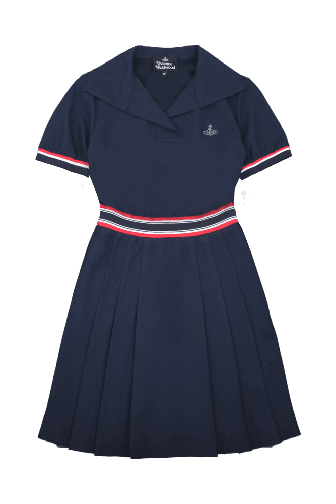 ORB 배색 오픈 카라 원피스