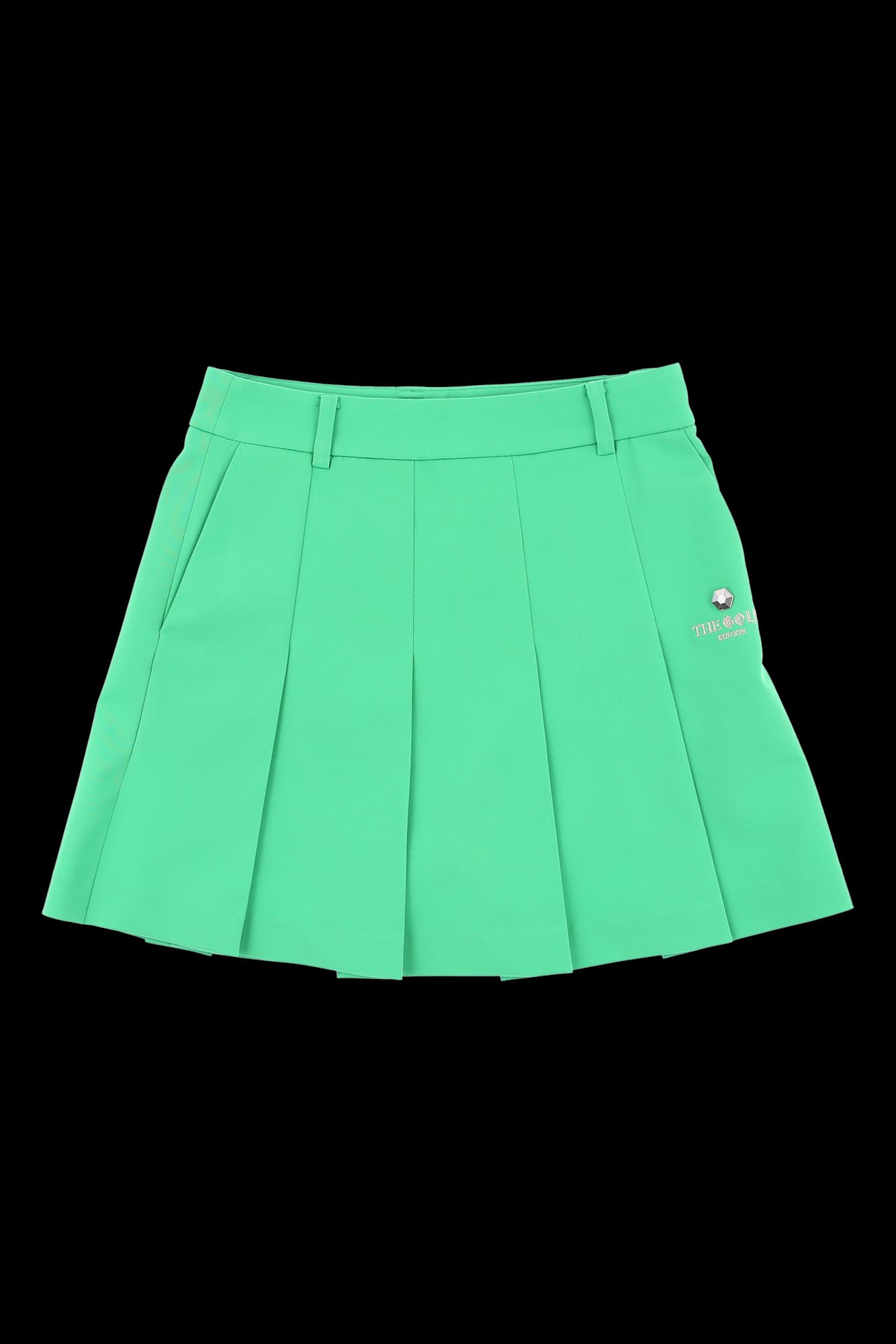 스터드 자수 플리츠 스커트