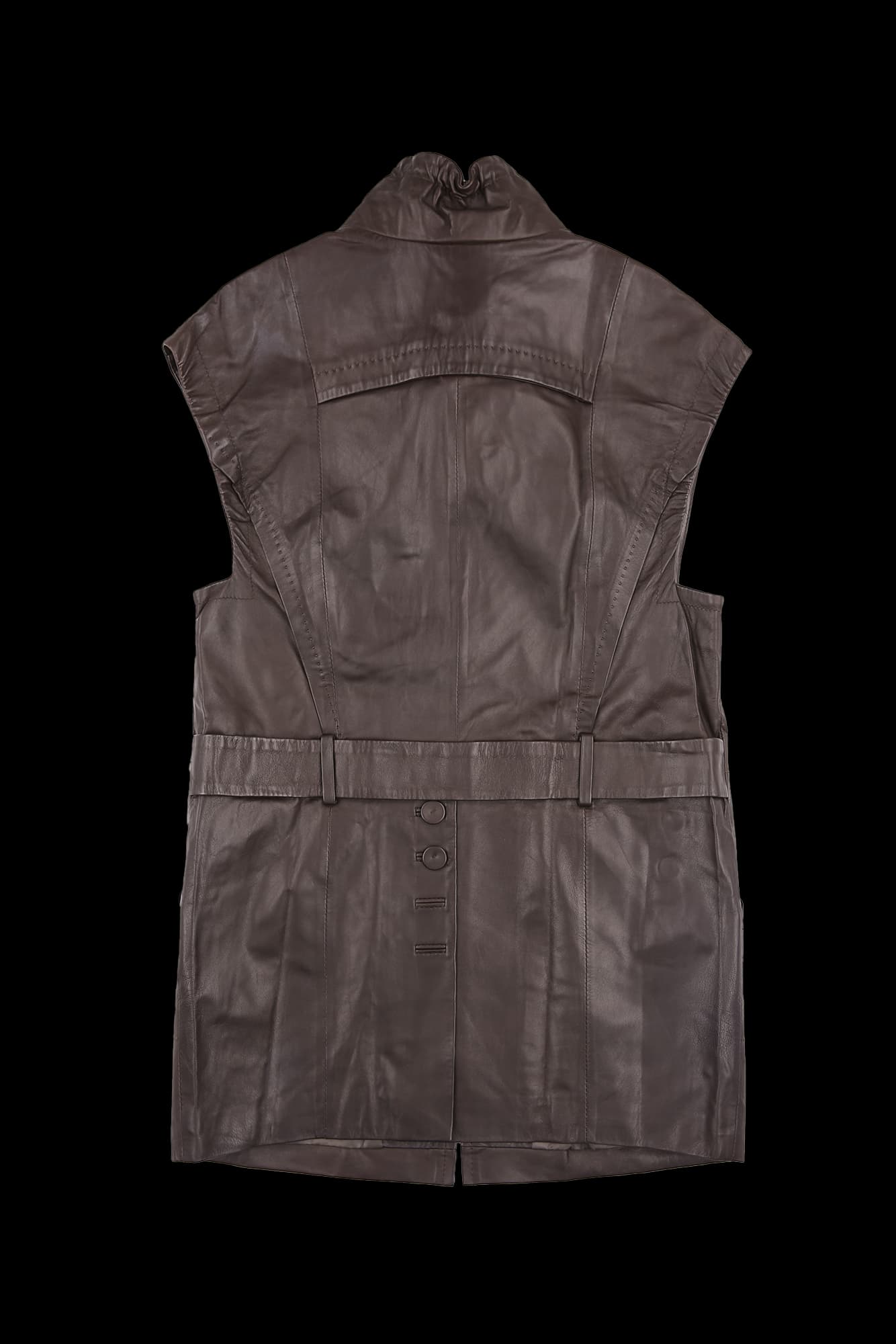 민소매 레더 원피스