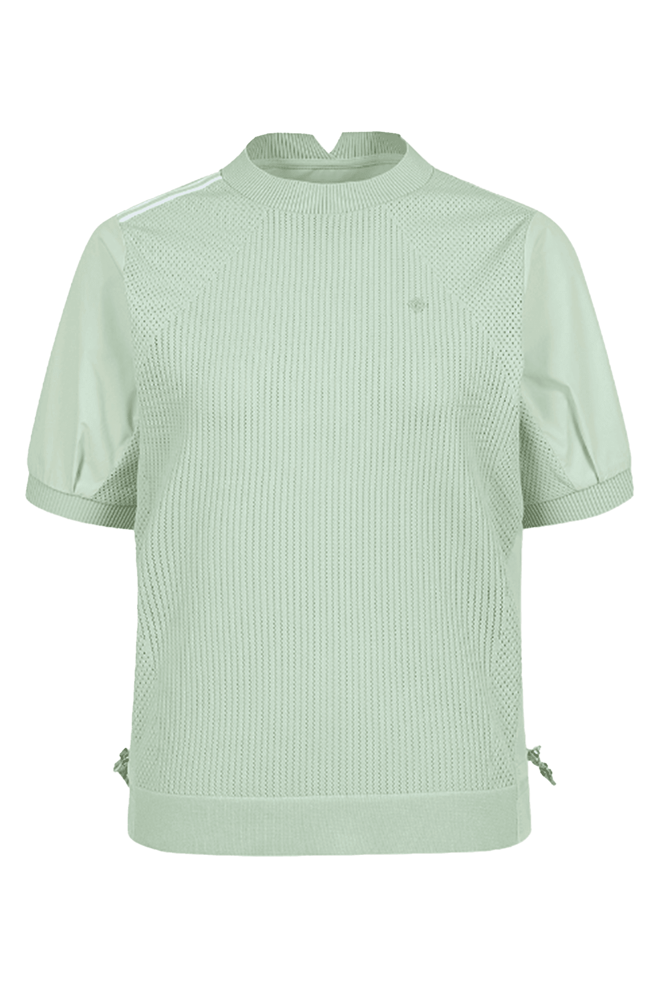 우븐 믹스 라운드넥 반팔 니트