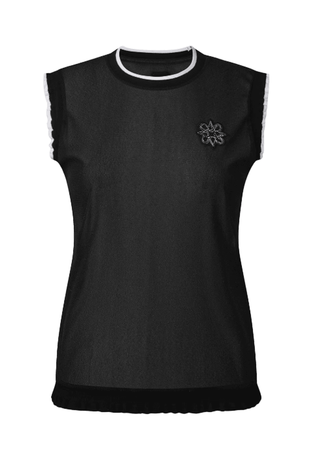 글리터 시스루 민소매 티셔츠