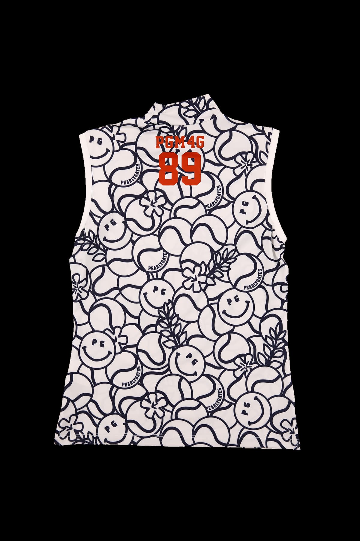 패턴 하프넥 슬리브리스 티셔츠