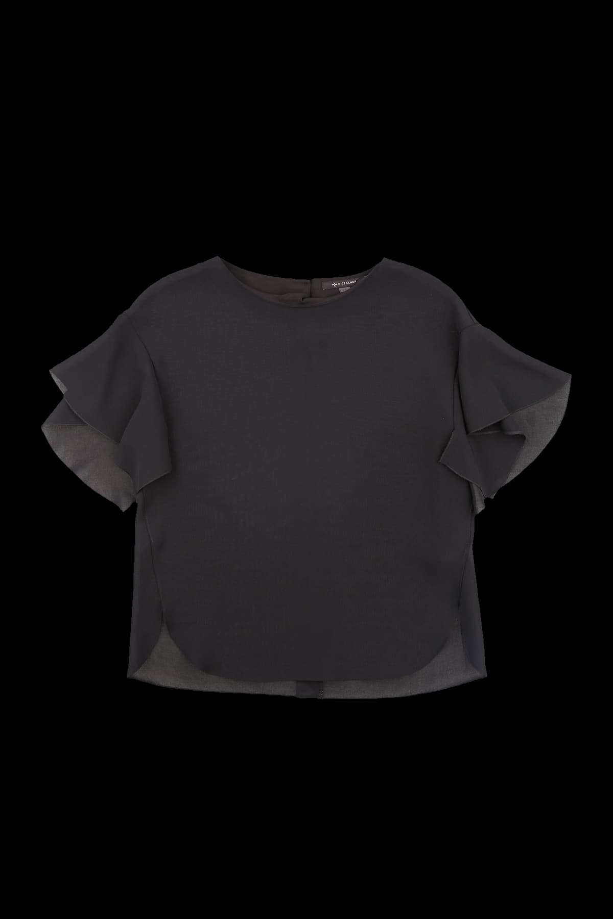 소매 포인트 반팔 블라우스