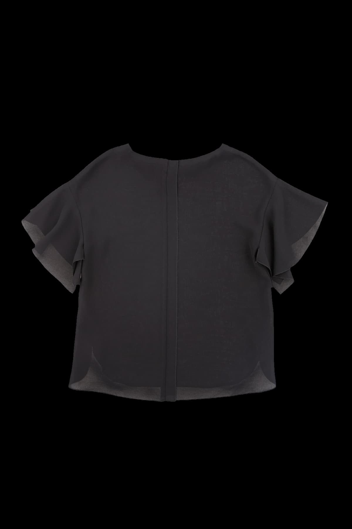 소매 포인트 반팔 블라우스