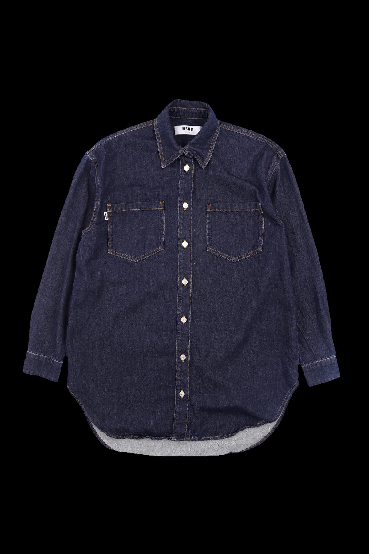 백프린팅 데님 셔츠