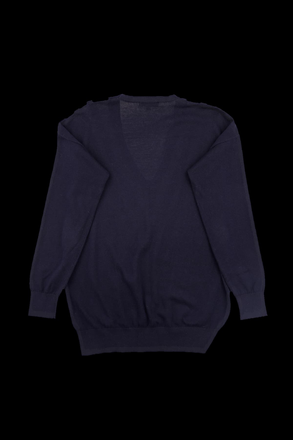 배색 라인 브이넥 긴팔 니트