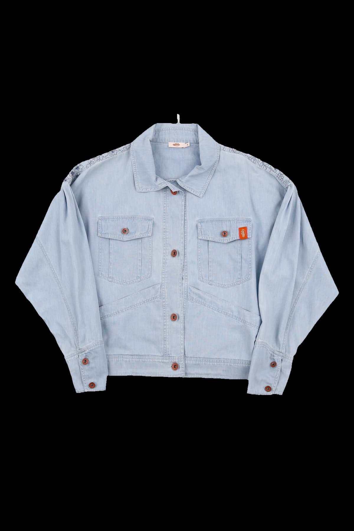 자수 데님 자켓