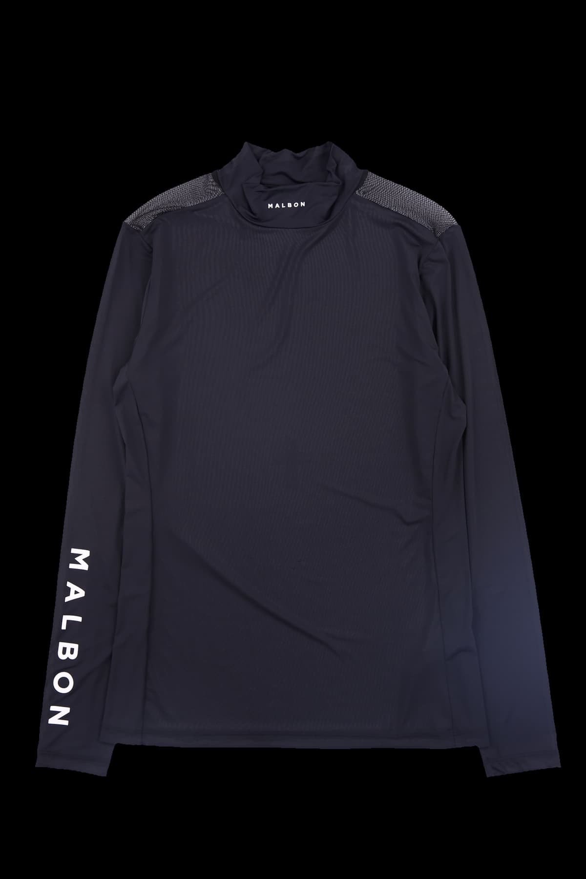 메쉬 로고 프린팅 하프넥 긴팔 티셔츠