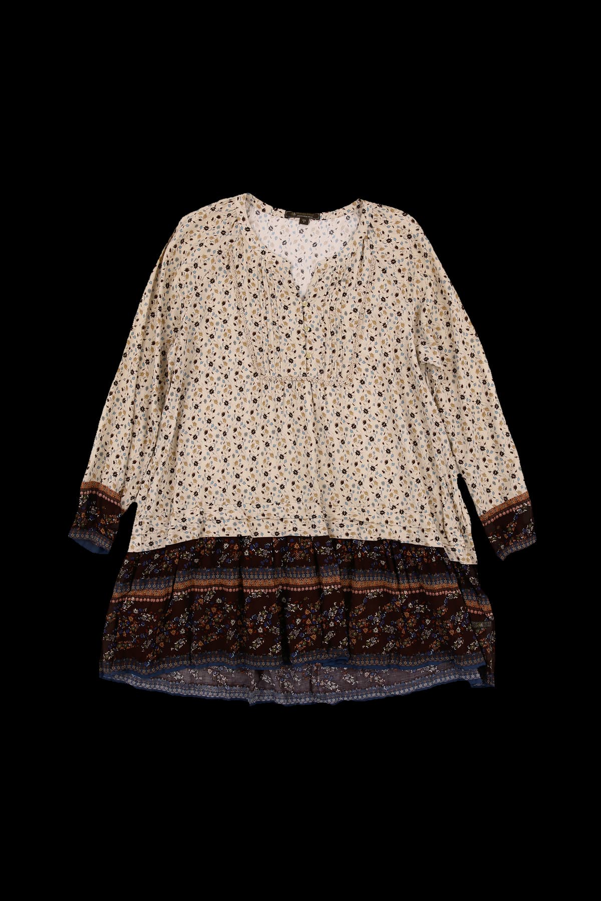 플라워 패턴 긴팔 원피스