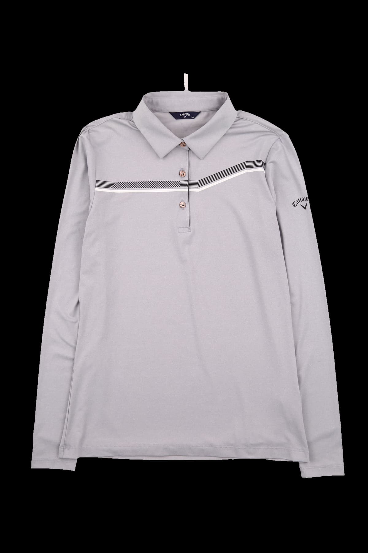 라인 배색 긴팔 카라 티셔츠