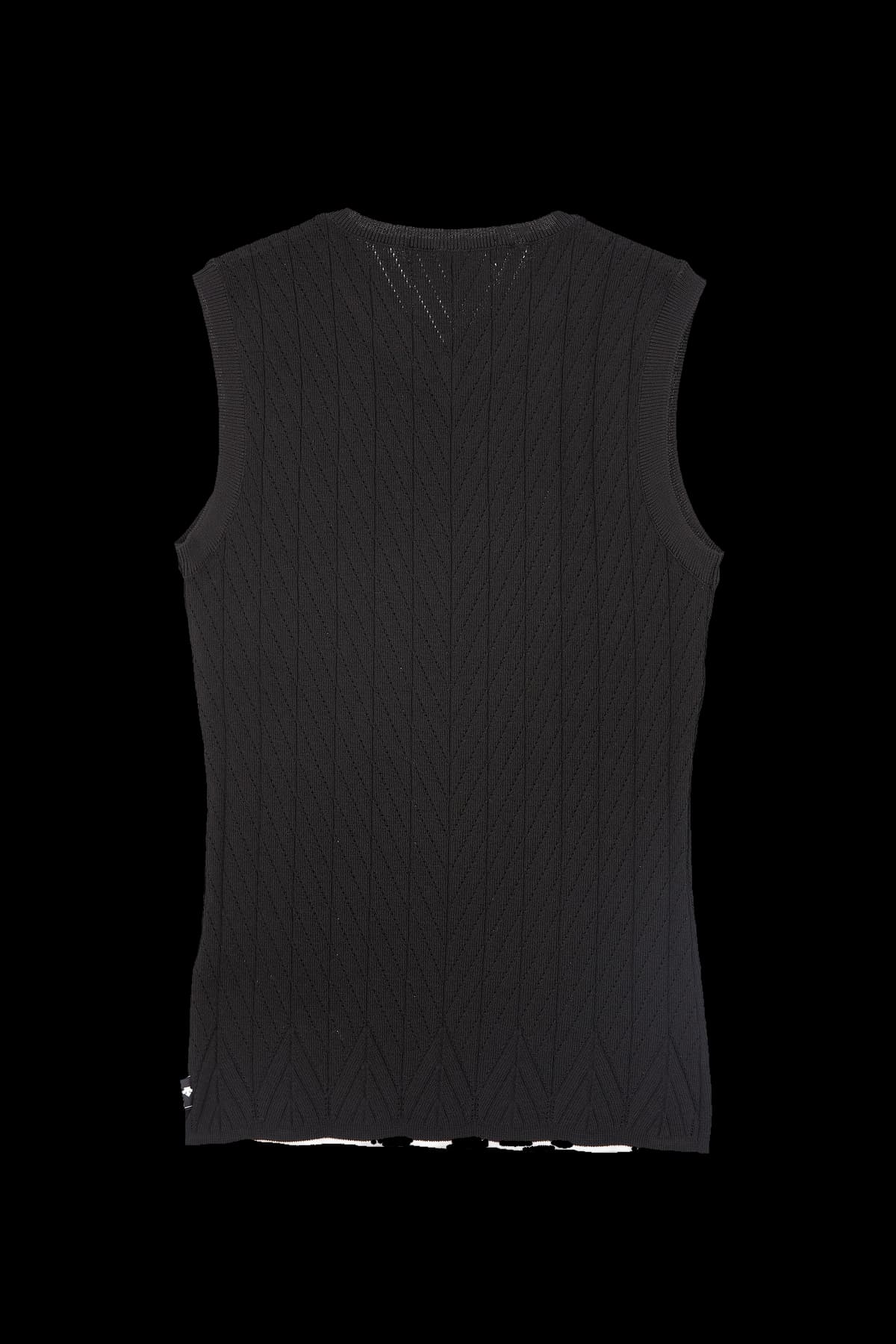 배색 라인 브이넥 니트 베스트