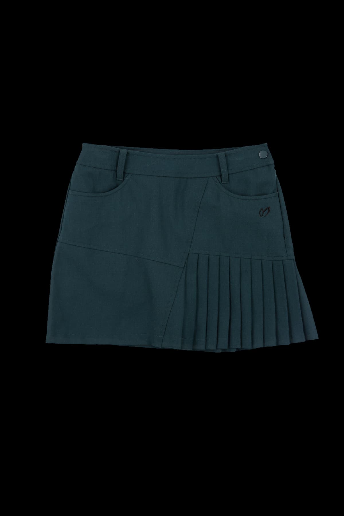 울 절개 플리츠 스커트