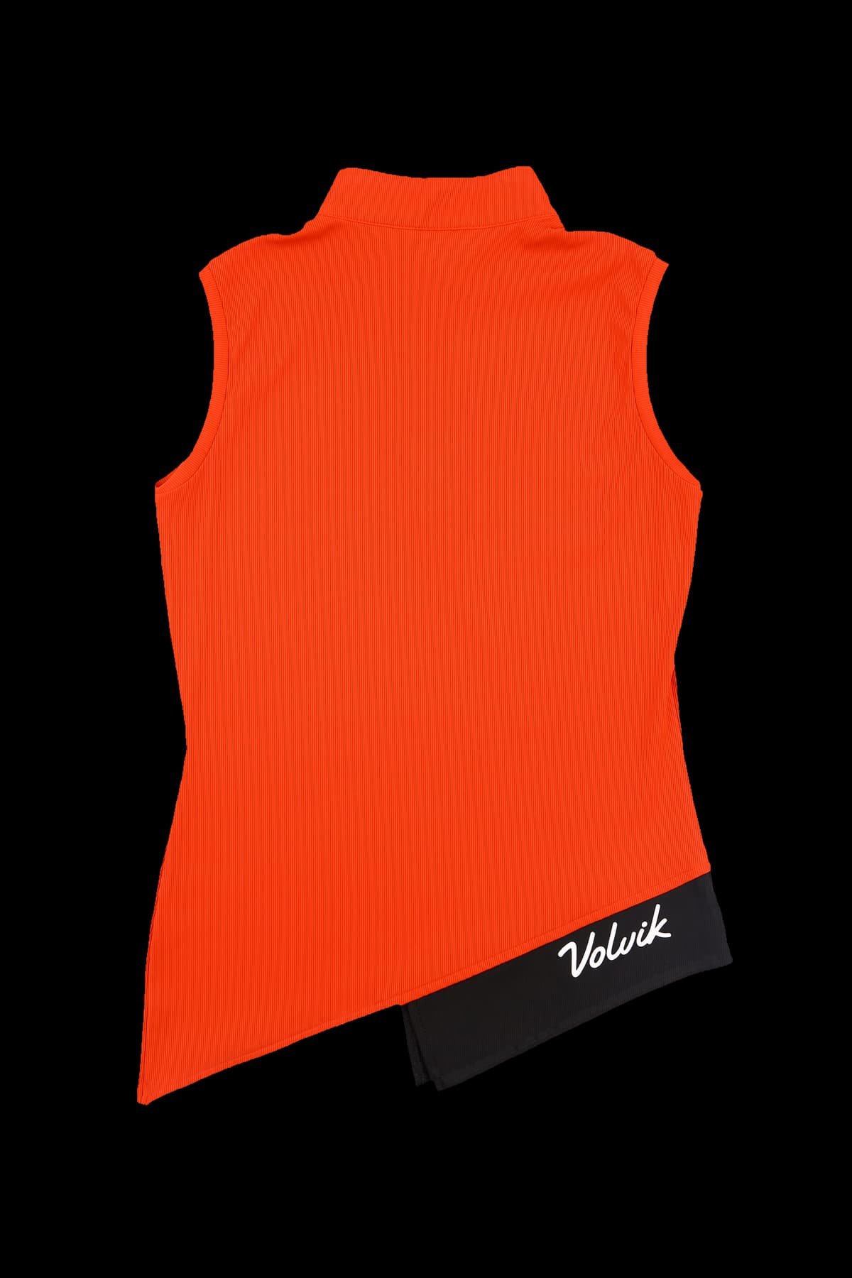 사선 배색 하프 집업 슬리스브리 티셔츠