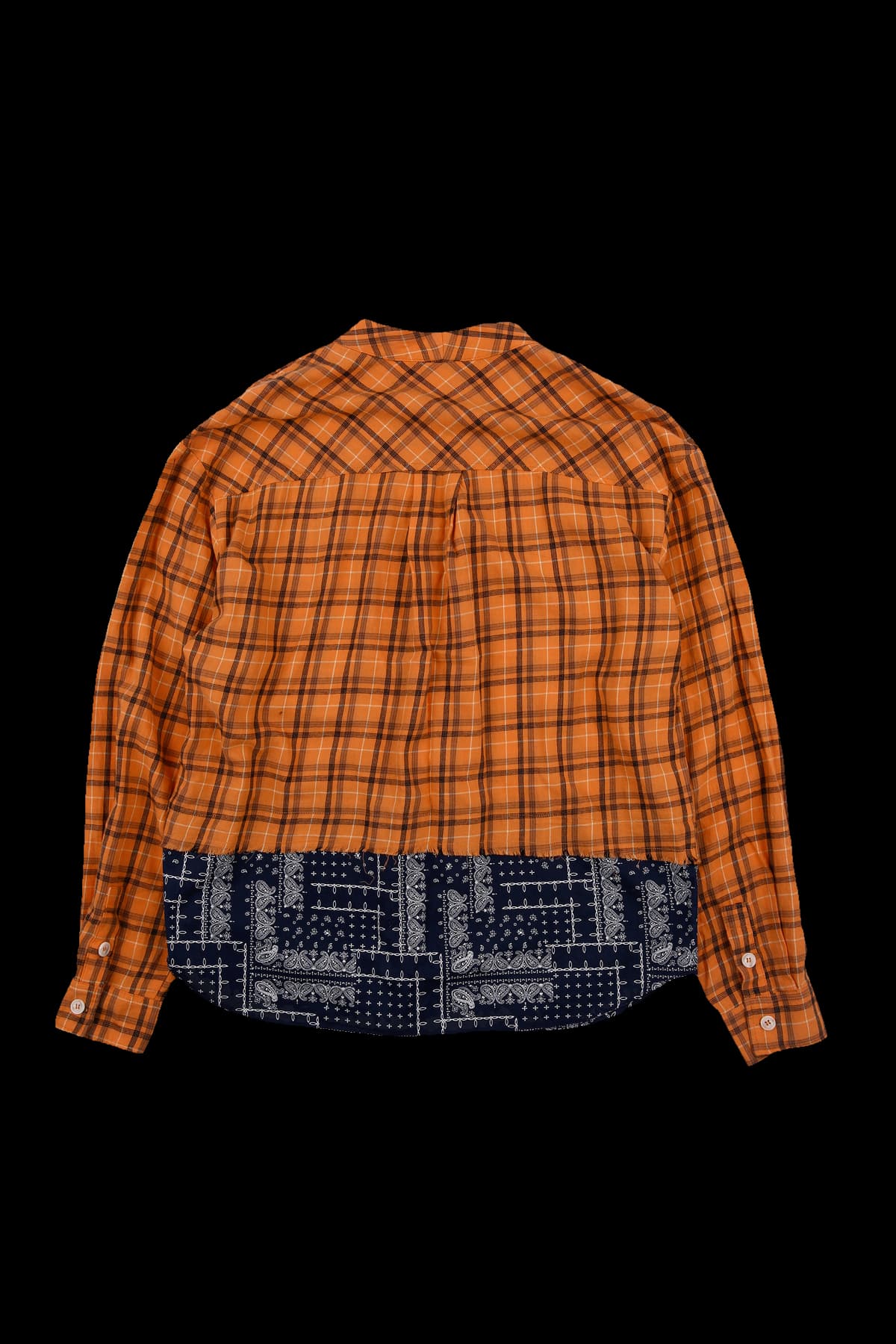 체크 페이즐리 브이넥 긴팔 셔츠