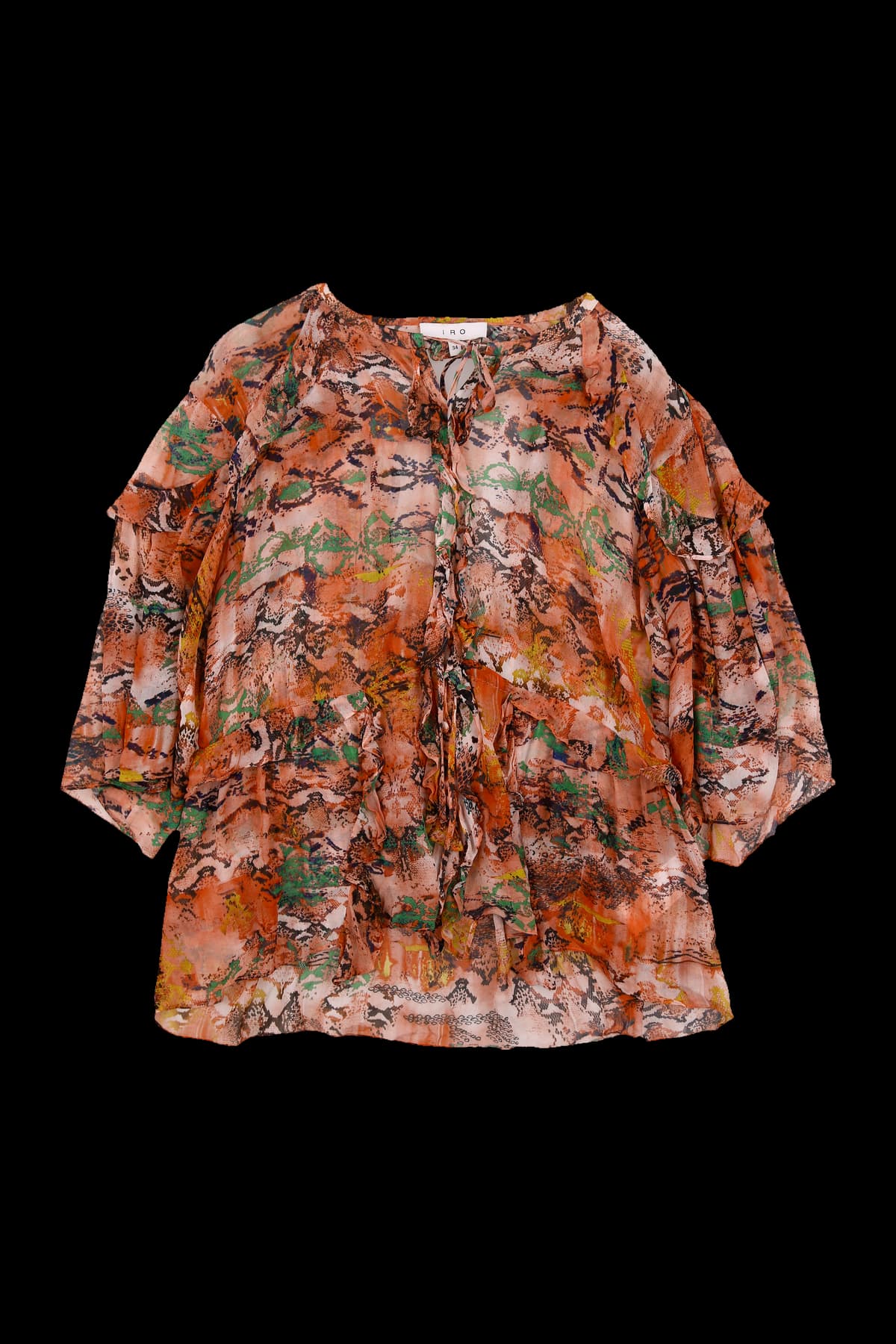 쉬폰 프린팅 프릴 블라우스