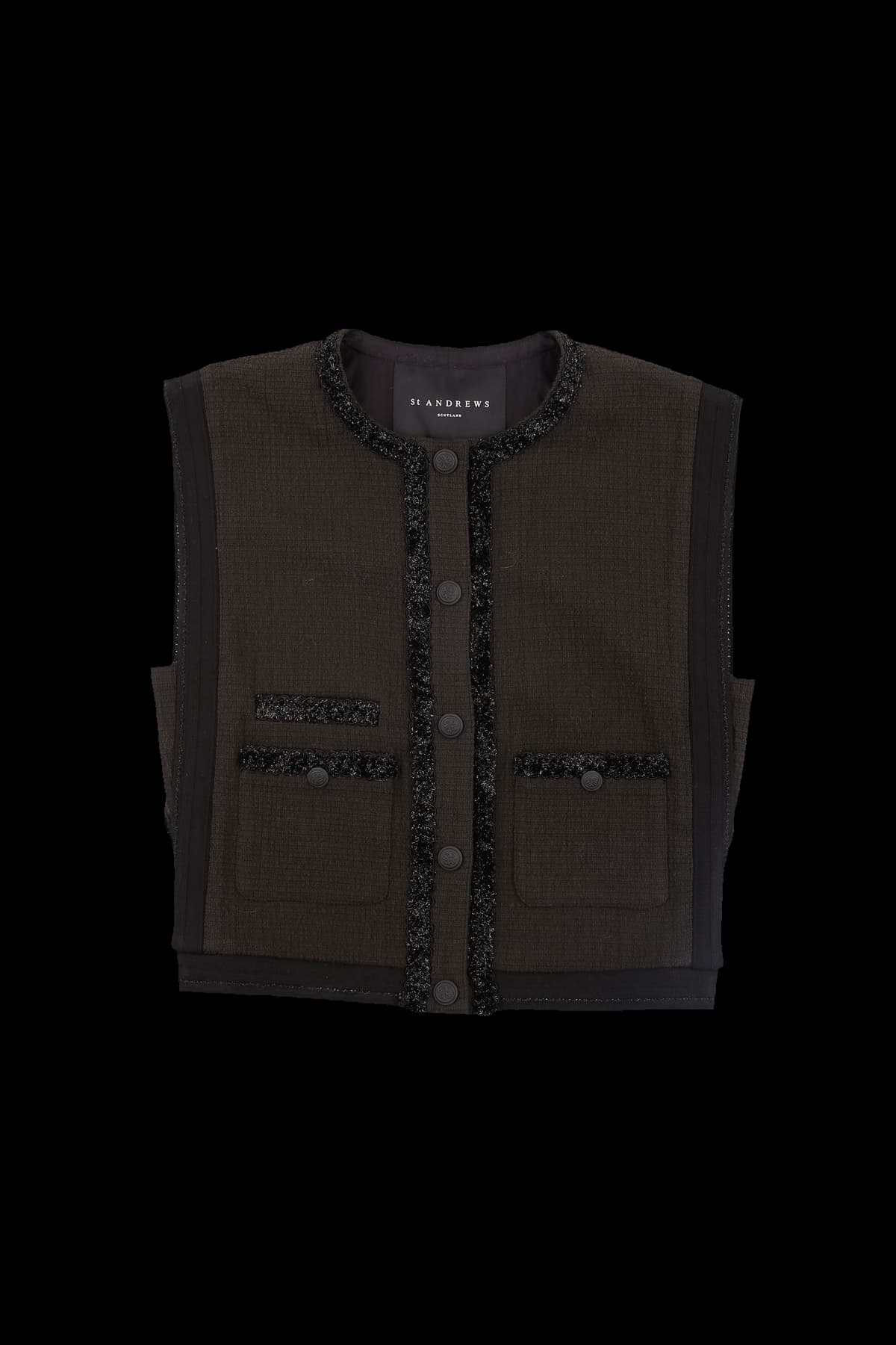 트위드 배색 베스트