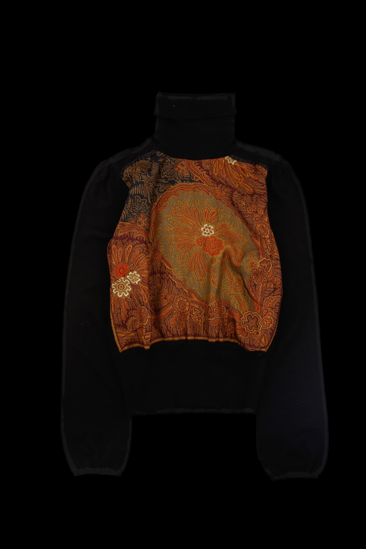 프린팅 배색 터틀넥