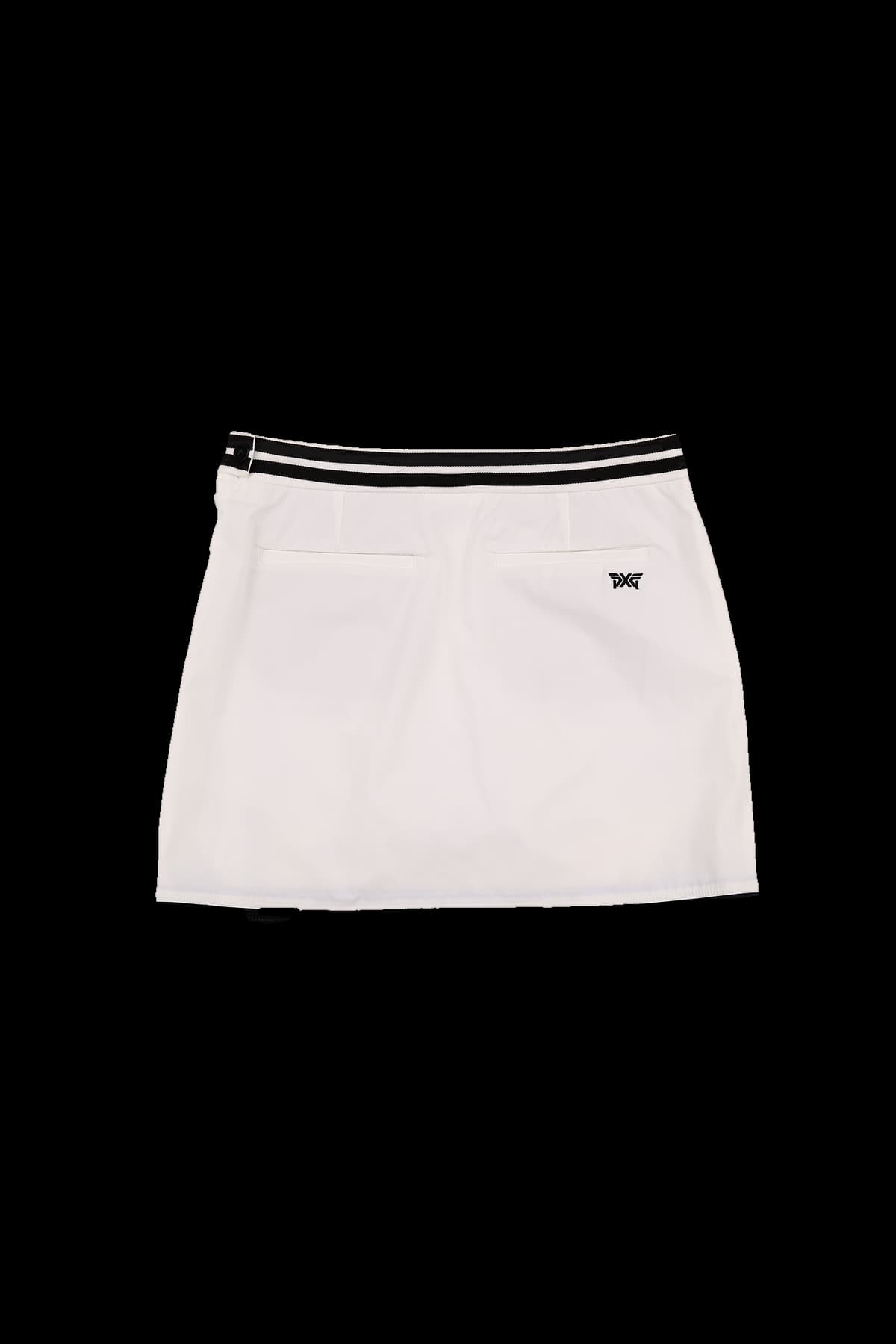 배색 라인 랩 스커트