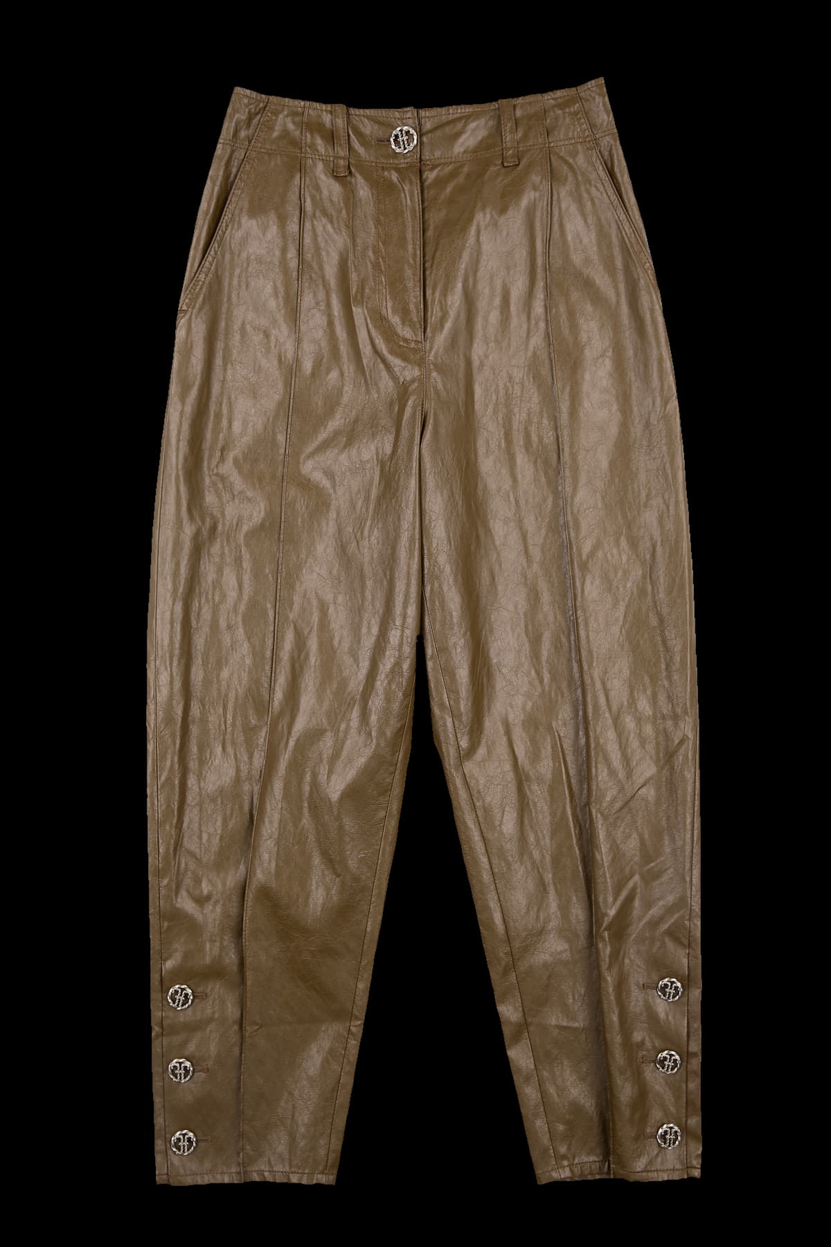 레더 버튼 포인트 팬츠