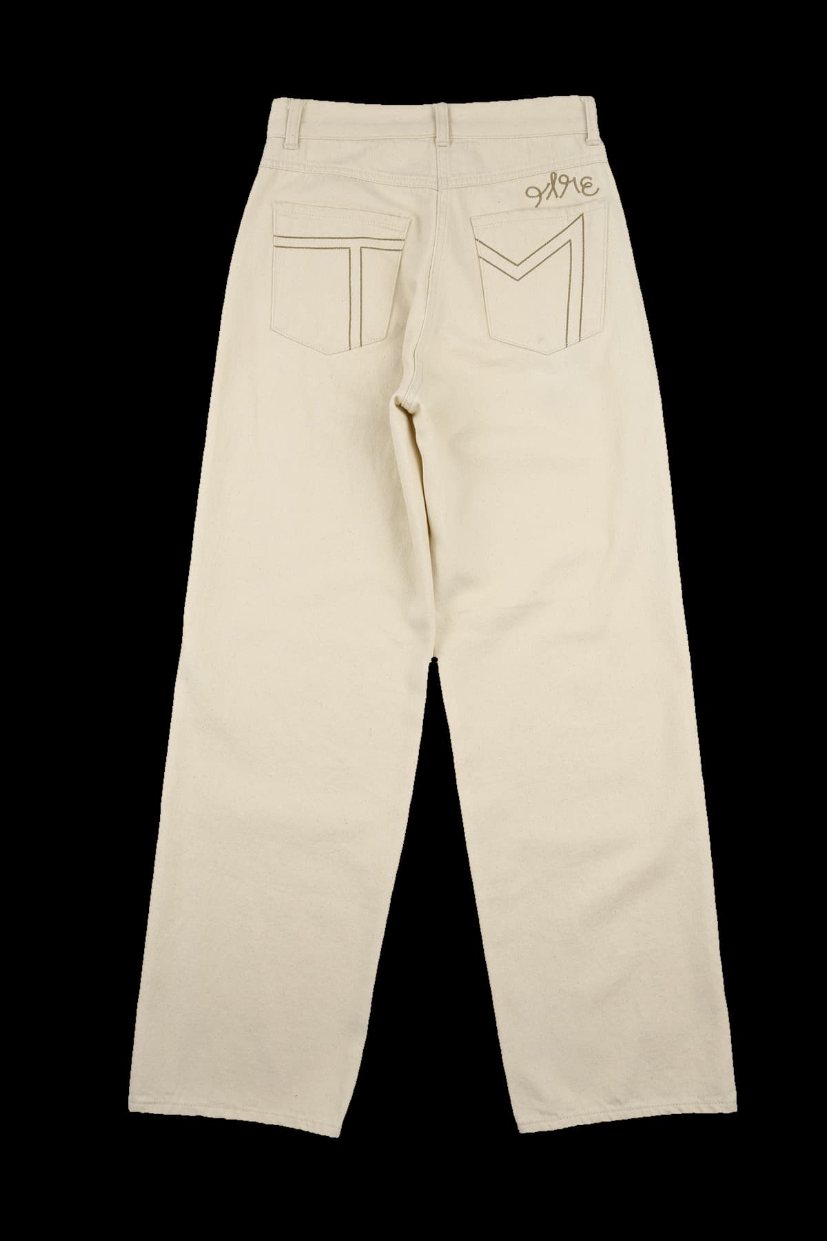 포켓 자수 코튼 팬츠