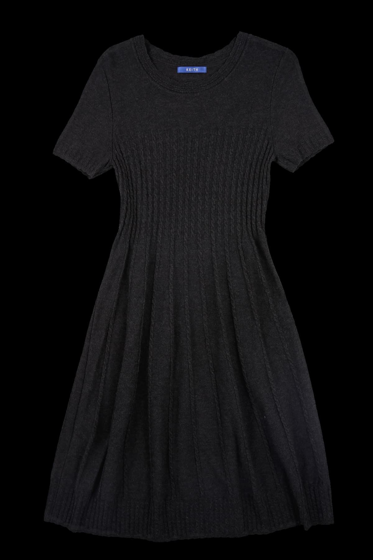 케이블 니트 반팔 원피스