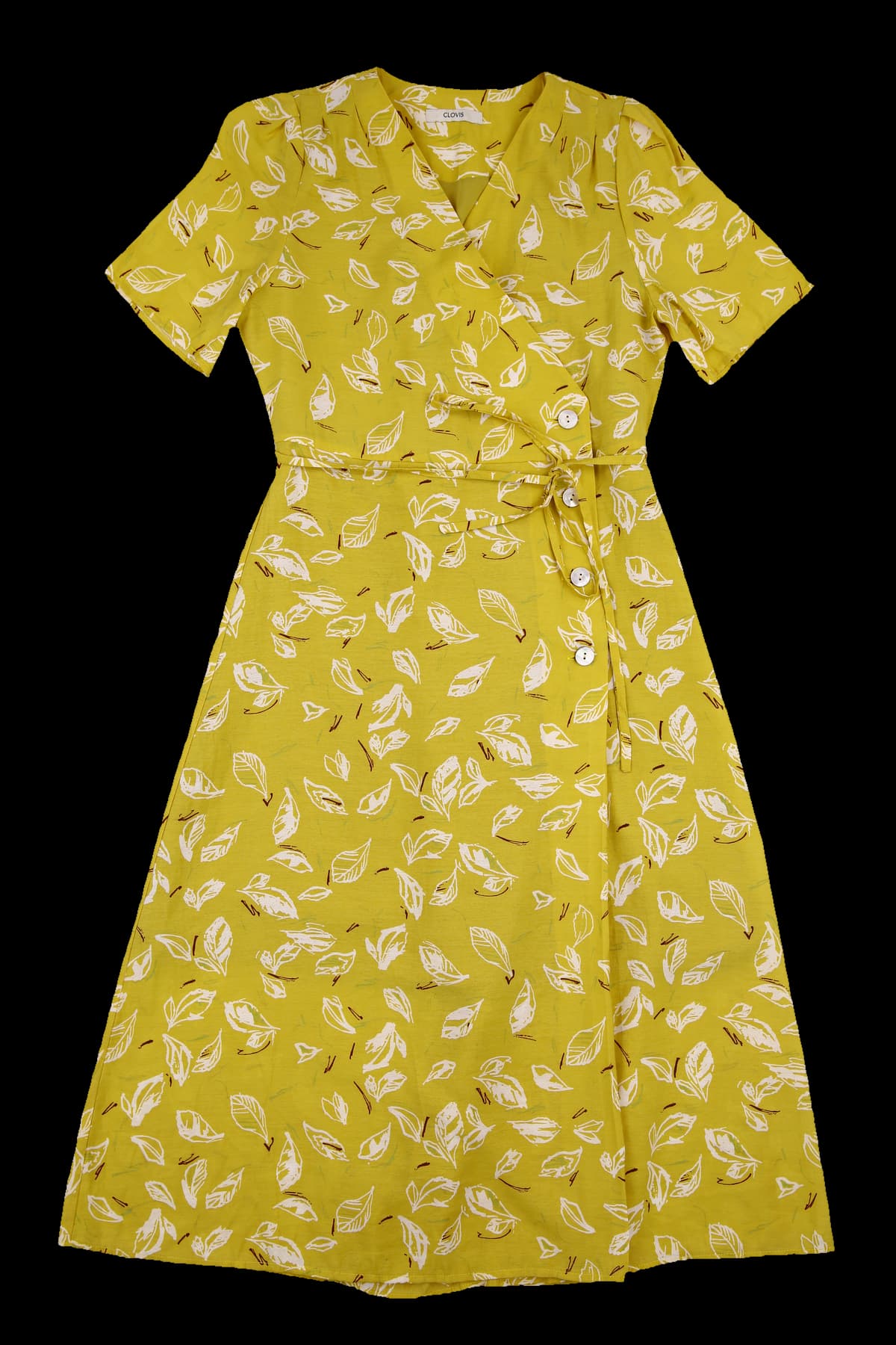 패턴 브이넥 원피스