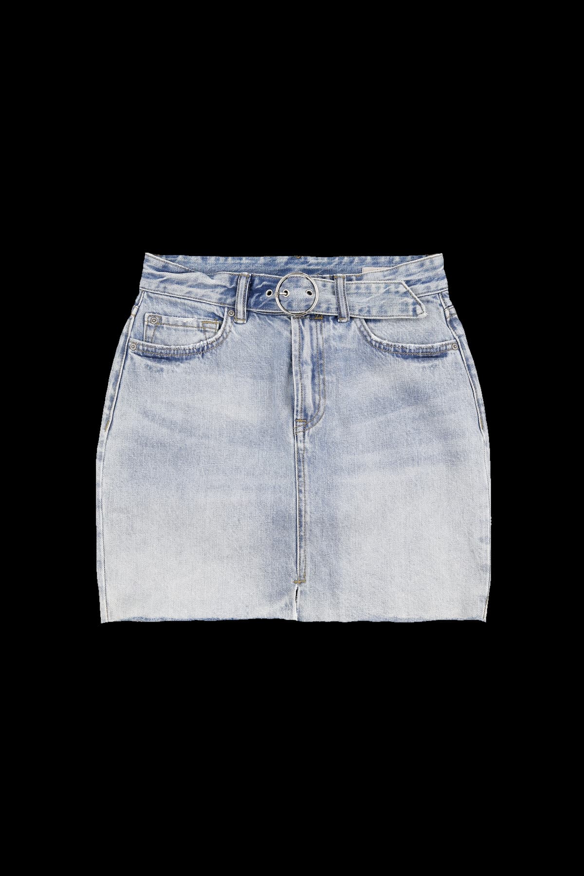 연청 벨트 데님 미니스커트